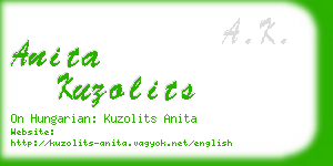 anita kuzolits business card